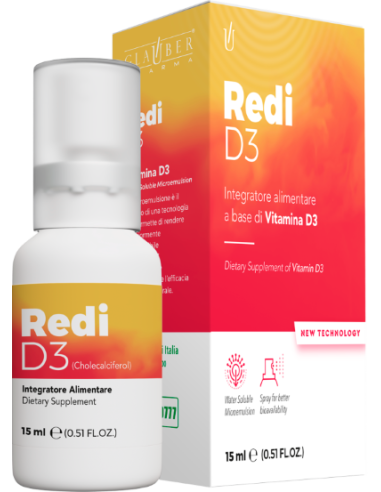 Redi D3  a base di Vitamina D3. Efficacia garantita grazie all'alta biodisponibilità della microemulsione spray.